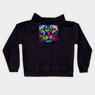 Cat in Neon Colours Kids Hoodie